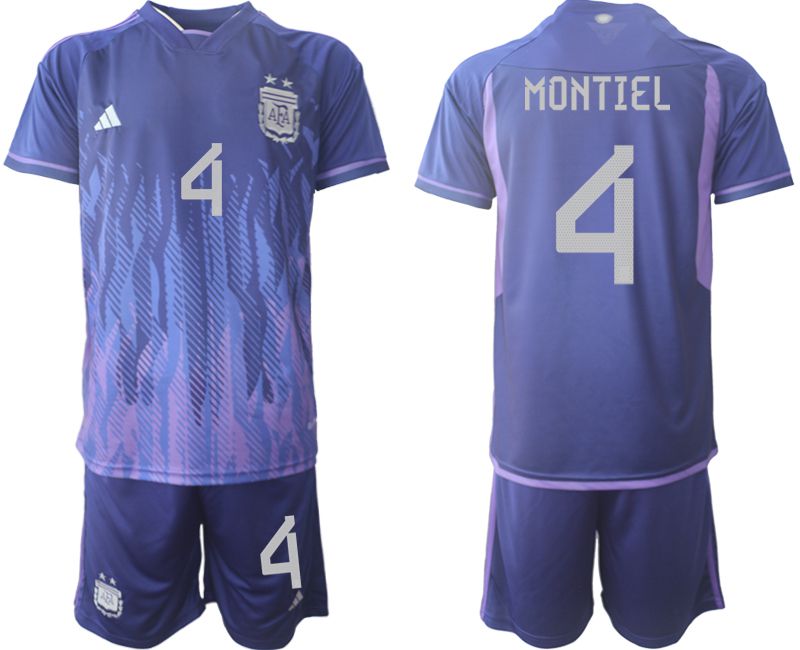 Men 2022 World Cup National Team Argentina away purple #4 Soccer Jersey